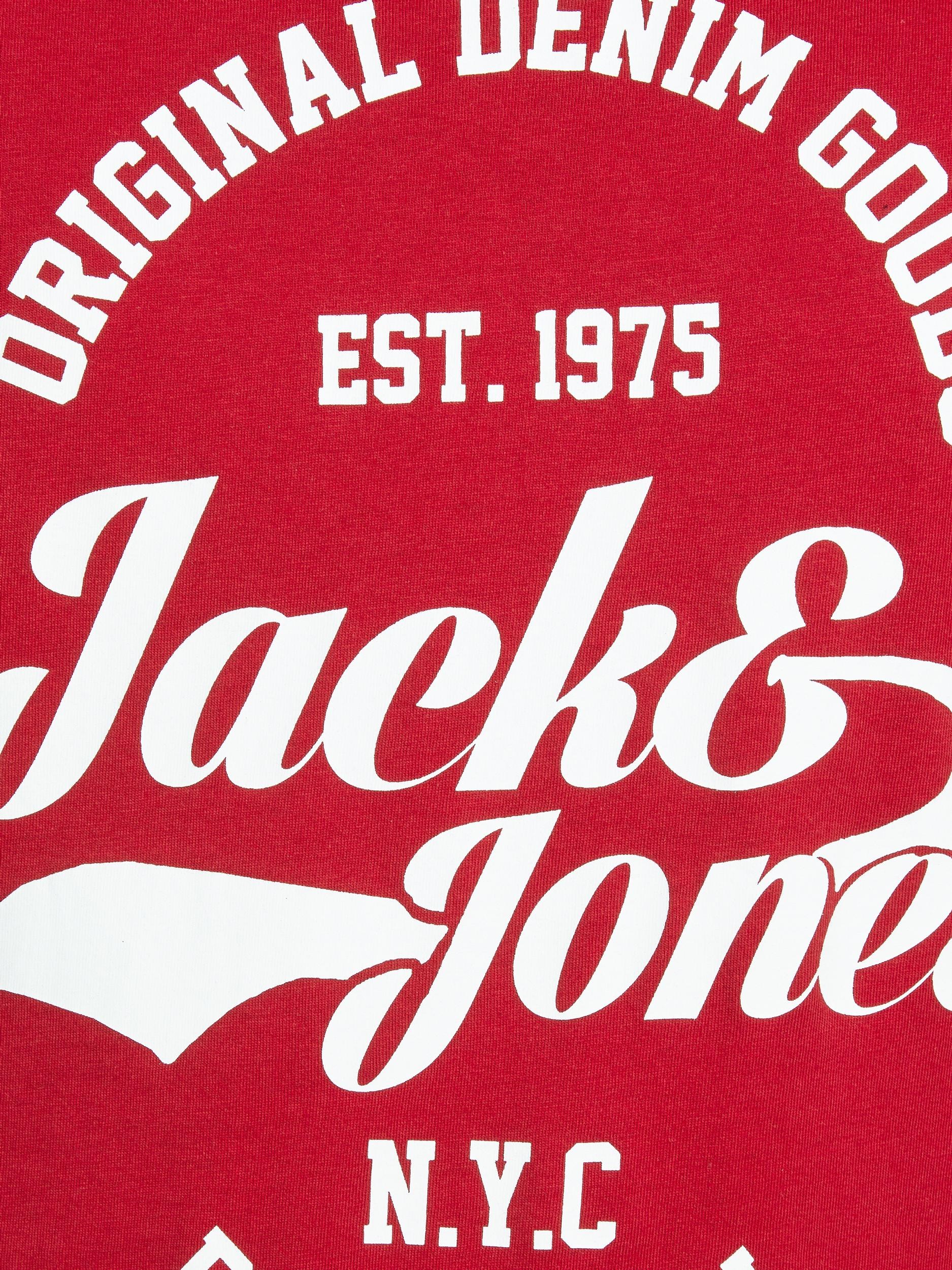 Jack Jones Erkek T-Shirt 12147844 Tango Red