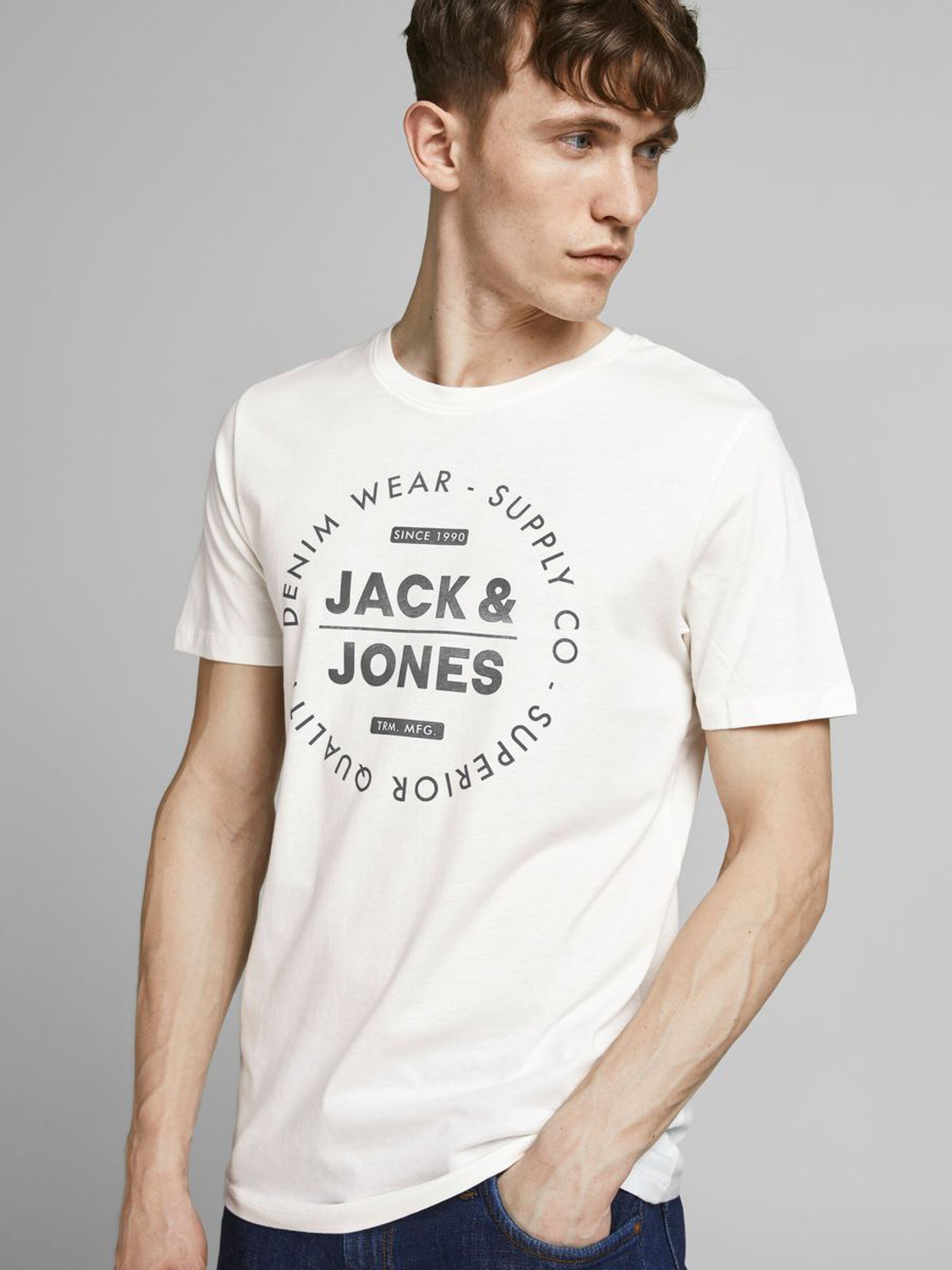 Jack Jones Erkek T-Shirt 12177533 Cloud Dancer