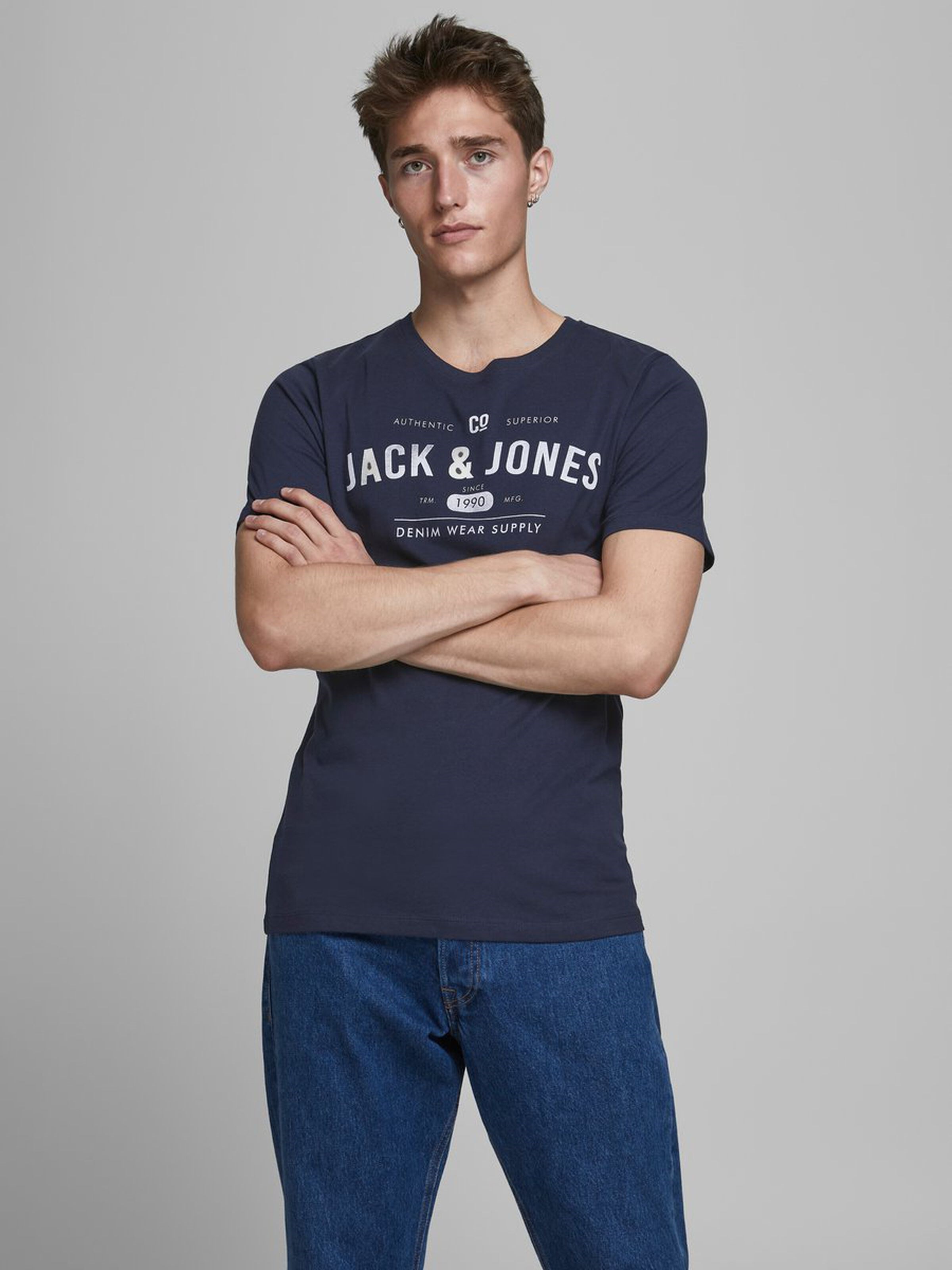 Jack Jones Erkek T-Shirt 12177533 Navy Blazer