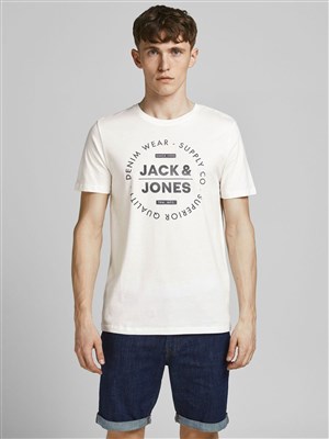 Jack Jones Erkek T-Shirt 12177533 Cloud Dancer