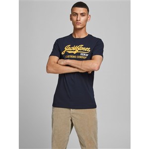 Jack Jones Erkek T-Shirt 12180867 Navy Blazer