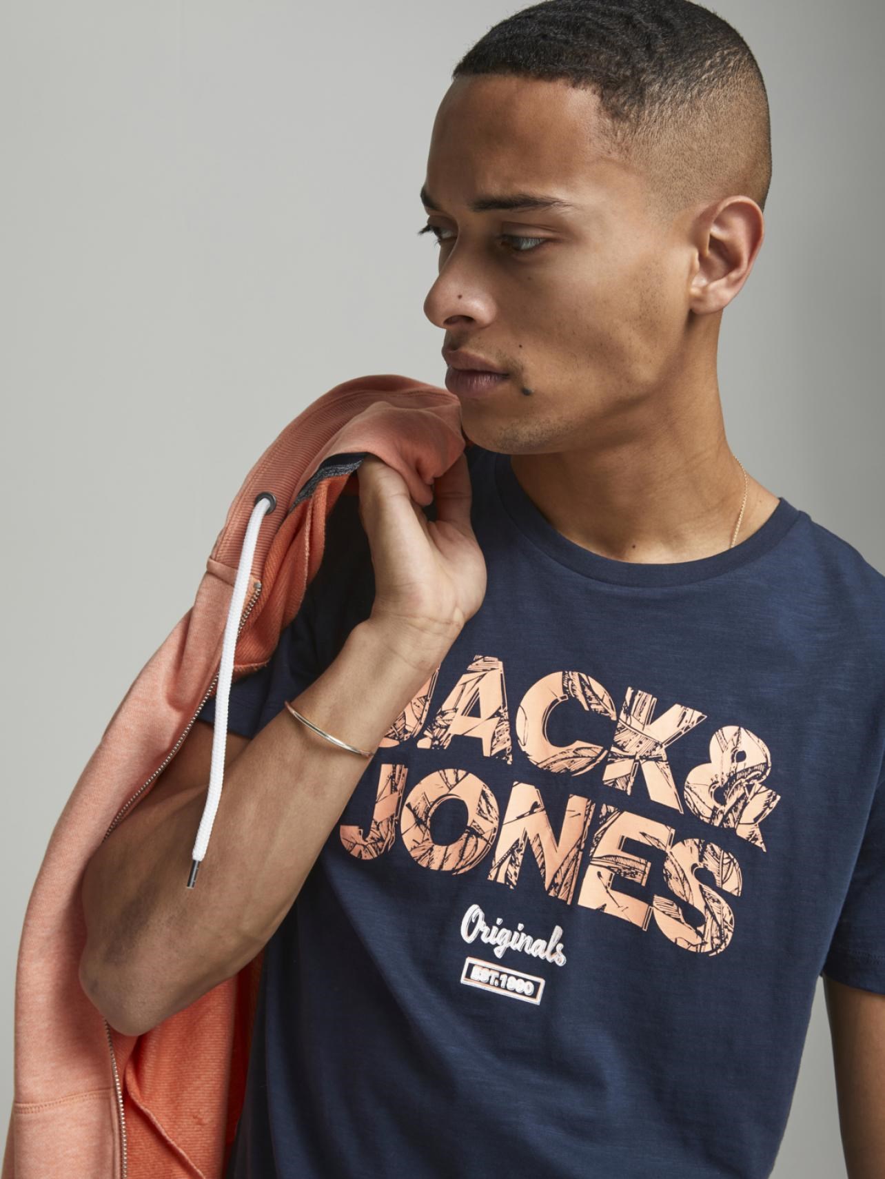 Jack Jones Erkek T-Shirt 12186282 Navy Blazer