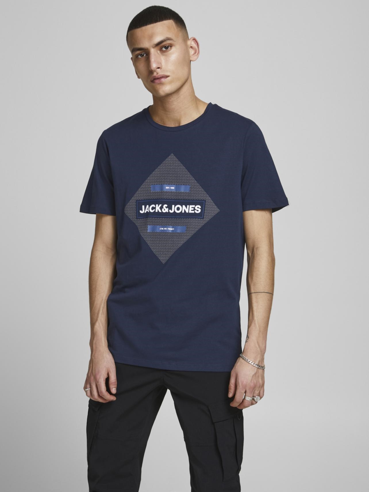 Jack Jones Erkek T-Shirt 12188039 Navy Blazer