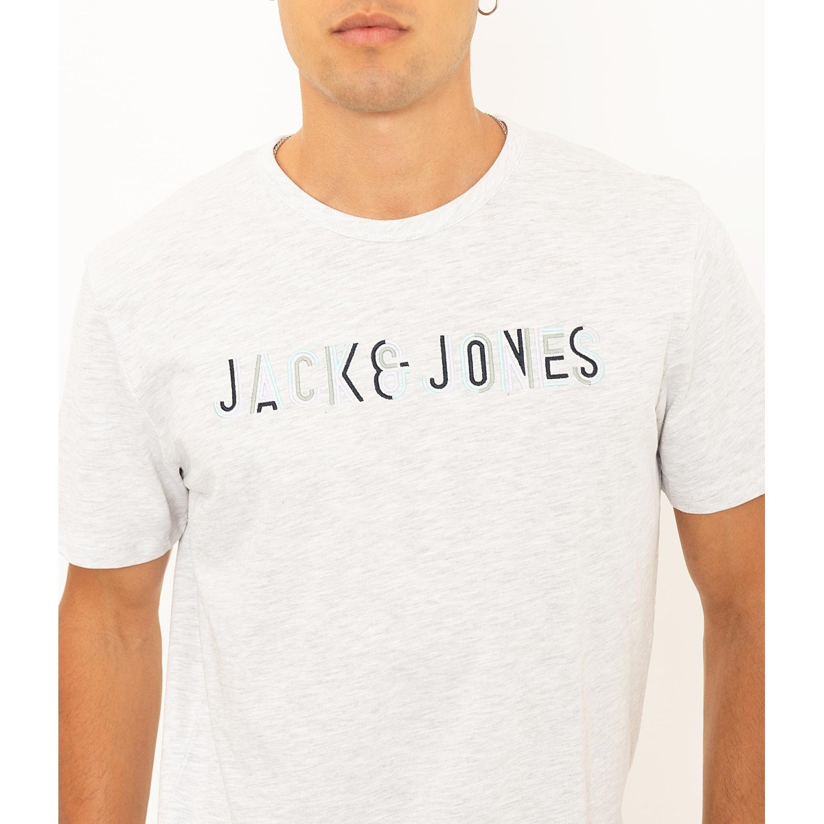Jack Jones Erkek T-Shirt 12188461 White Melange