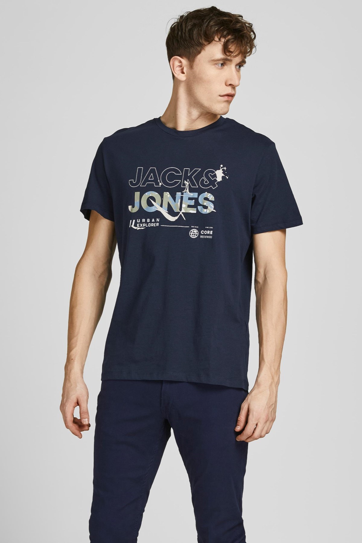 Jack Jones Erkek T-Shirt 12205244 Navy Blazer