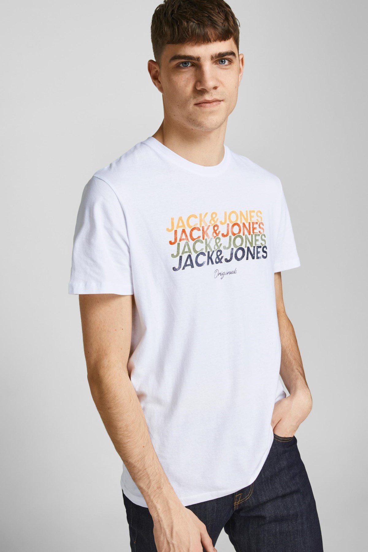 Jack Jones Erkek T-Shirt 12205503 Bright White