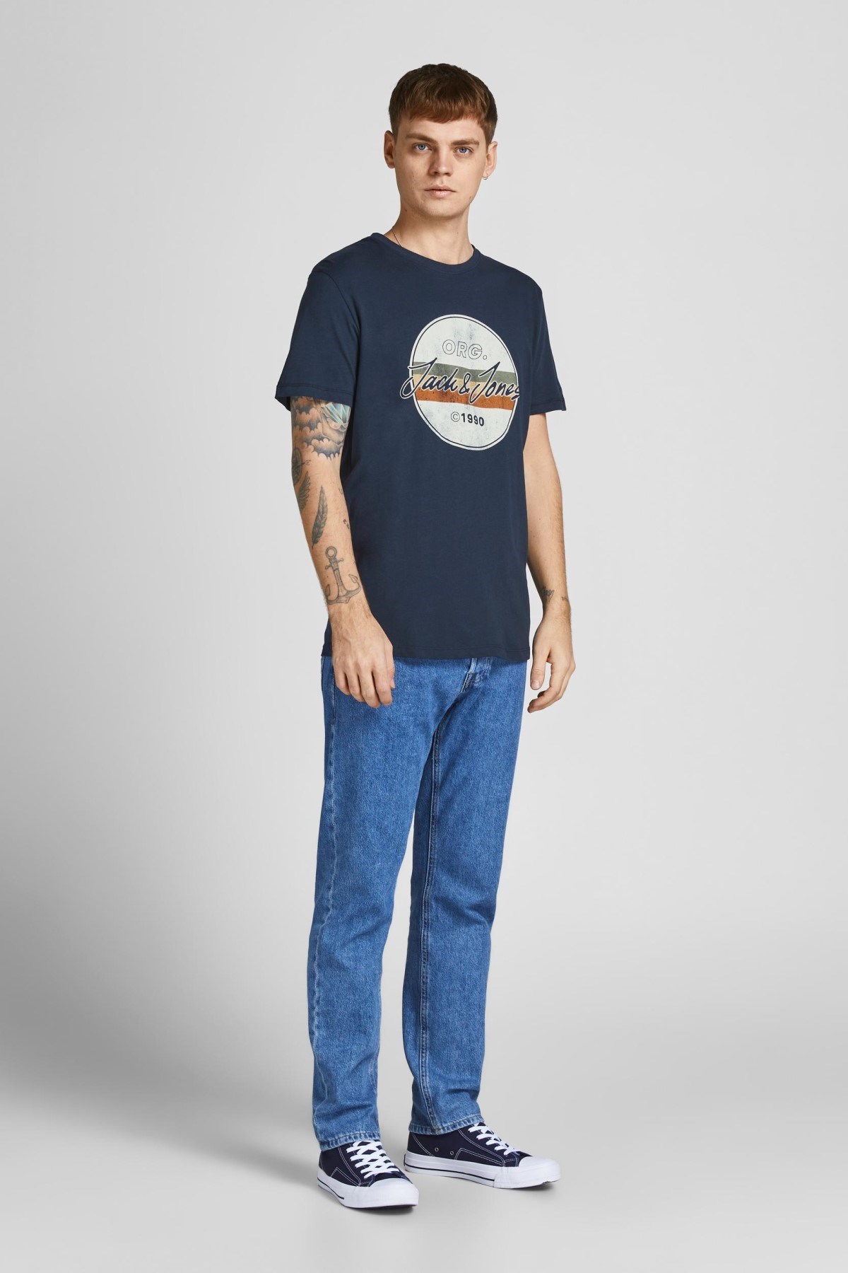 Jack Jones Erkek T-Shirt 12205503 Navy Blazer
