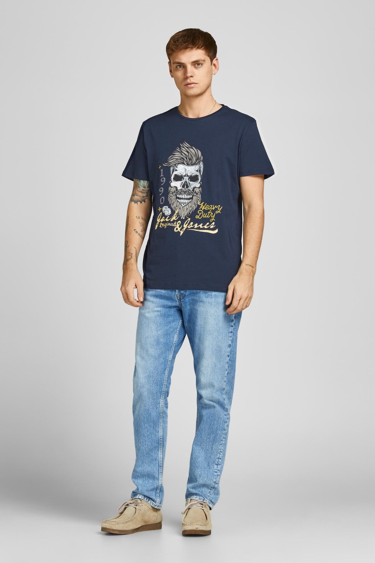 Jack Jones Erkek T-Shirt 12205684 Navy Blazer