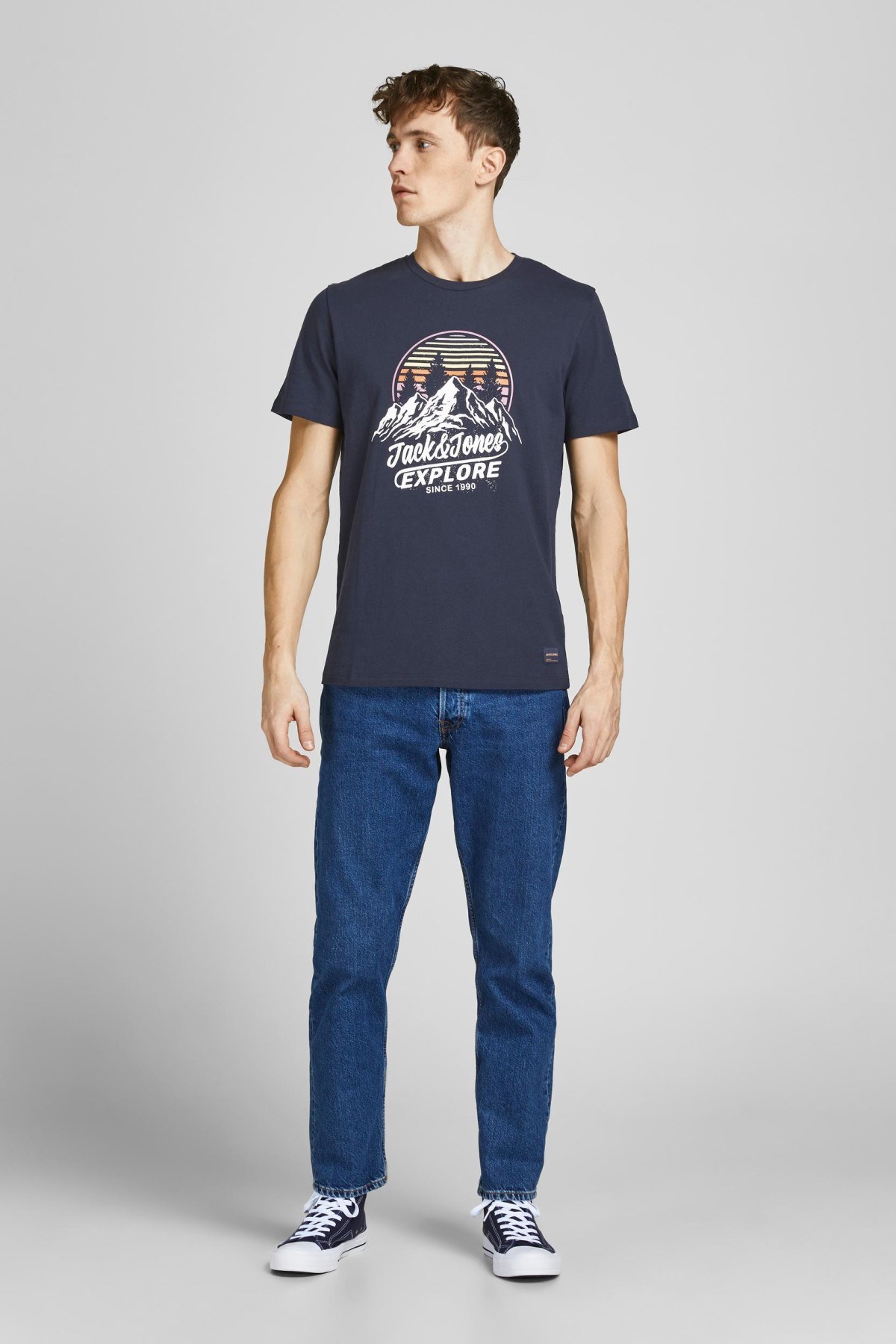 Jack Jones Erkek T-Shirt 12207474 Navy Blazer