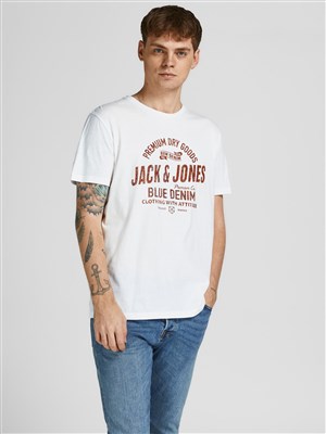 Jack Jones Erkek T-Shirt 12208460 Cloud Dancer