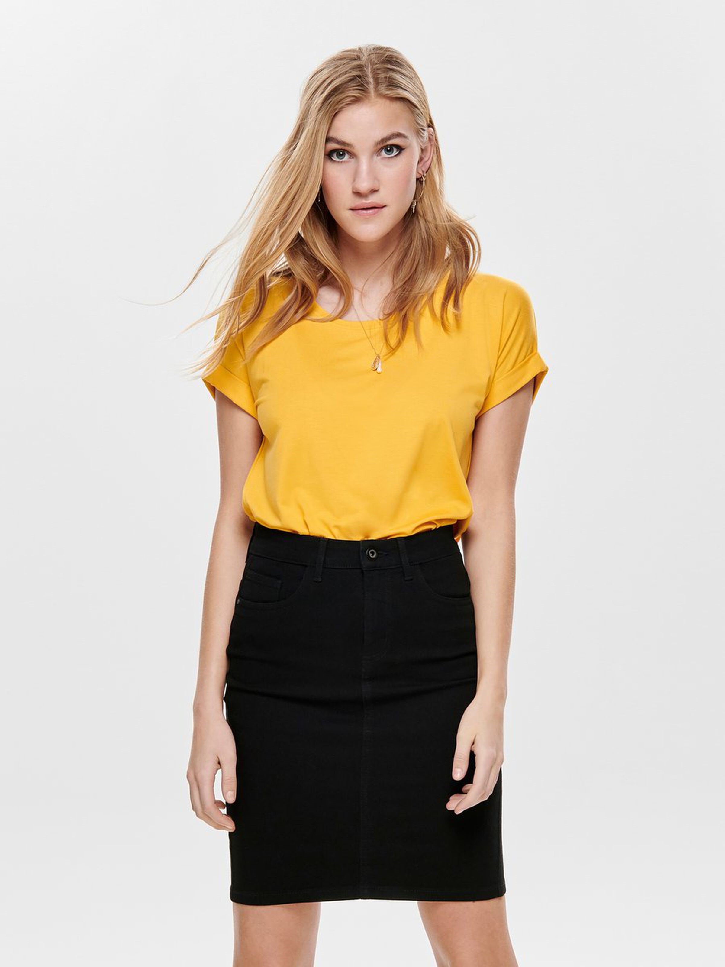 Only Kadın T-Shirt 15106662 Yolk Yellow
