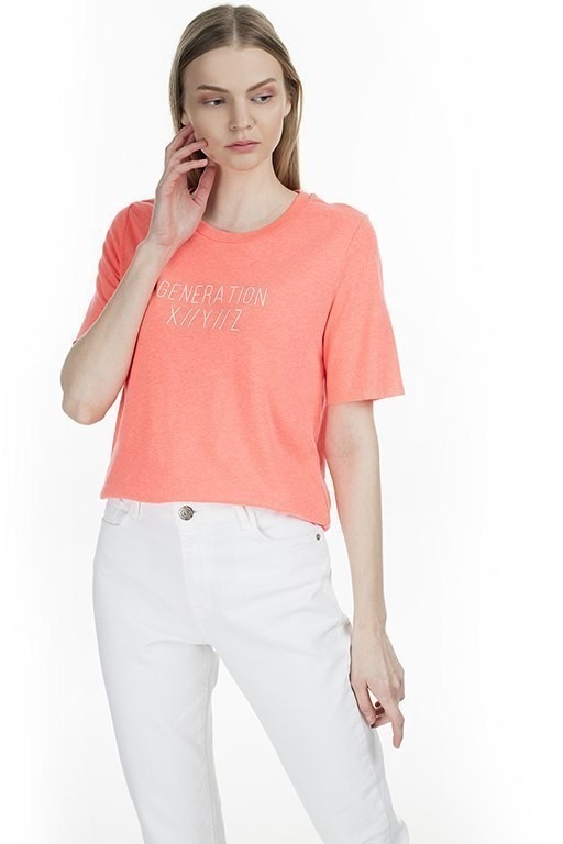 Only Kadın T-Shirt 15199864 Fiery Coral