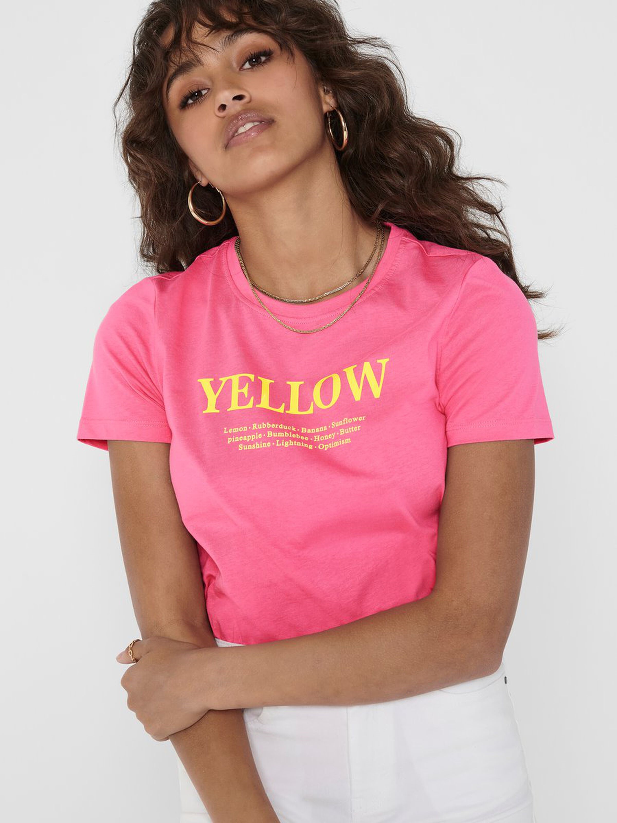 Only Kadın T-Shirt 15203614 Pink Lemonade