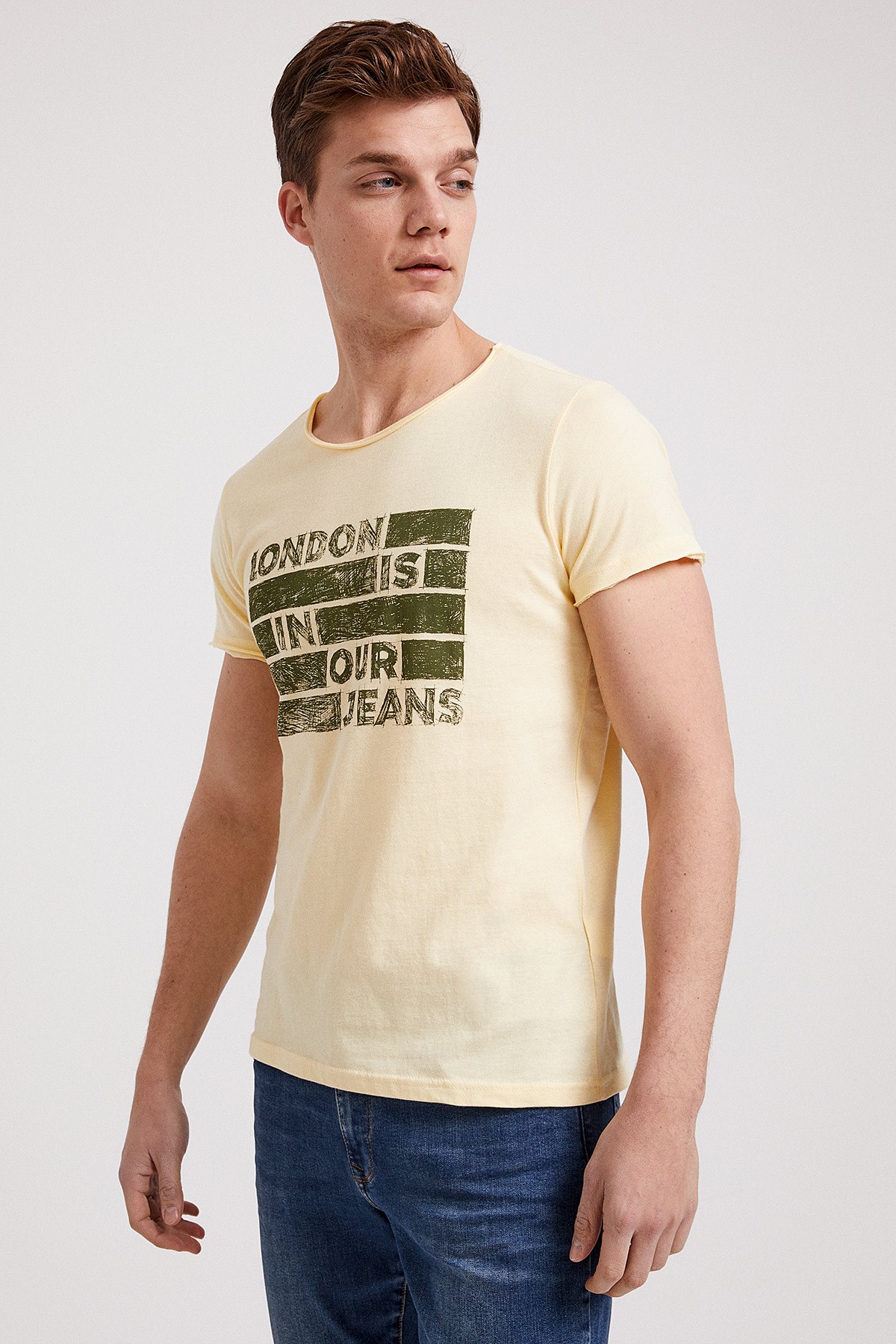 Lee Cooper Erkek T-Shirt 202 LCM 242019 Pastel Sarı
