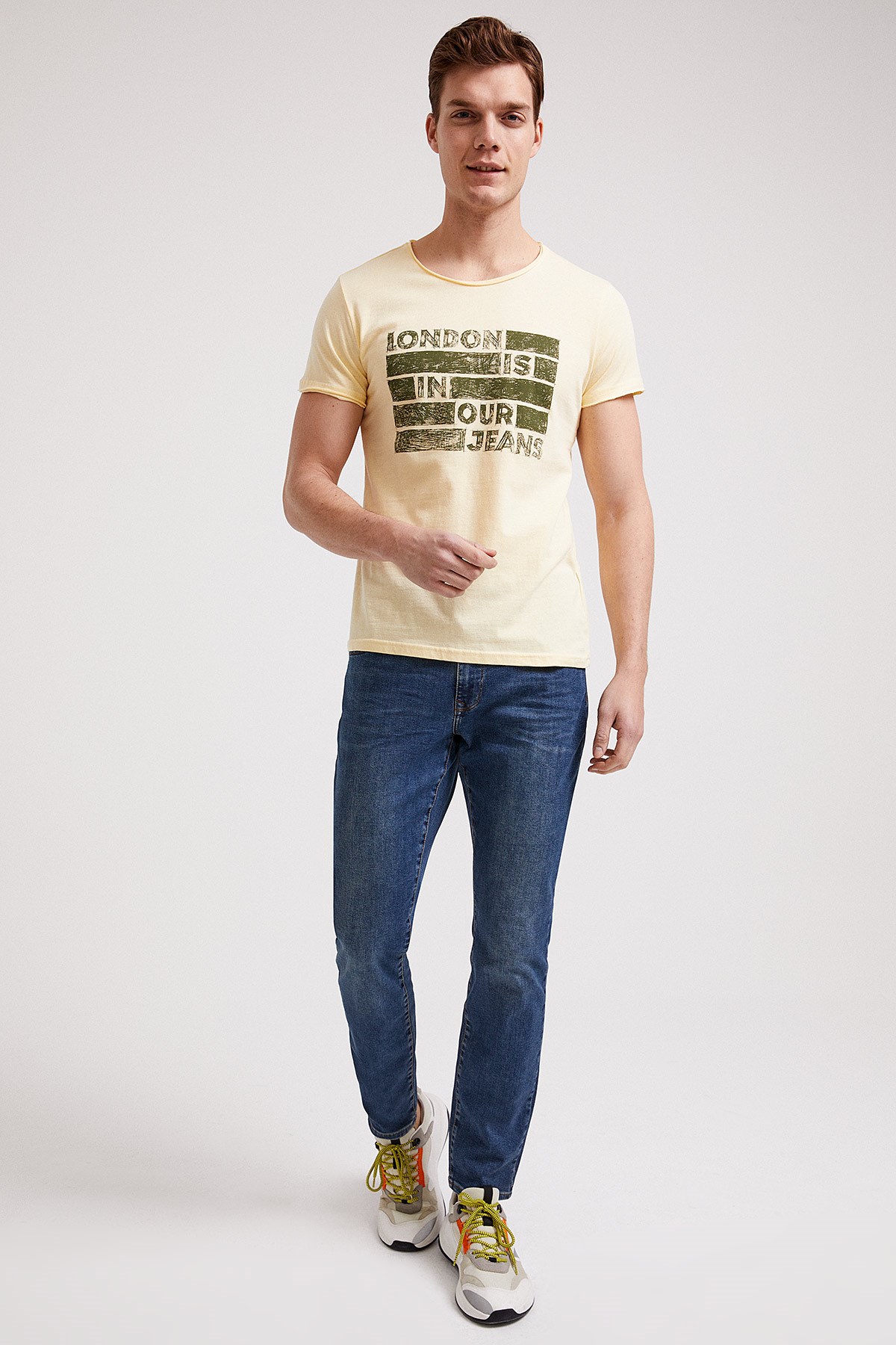 Lee Cooper Erkek T-Shirt 202 LCM 242019 Pastel Sarı