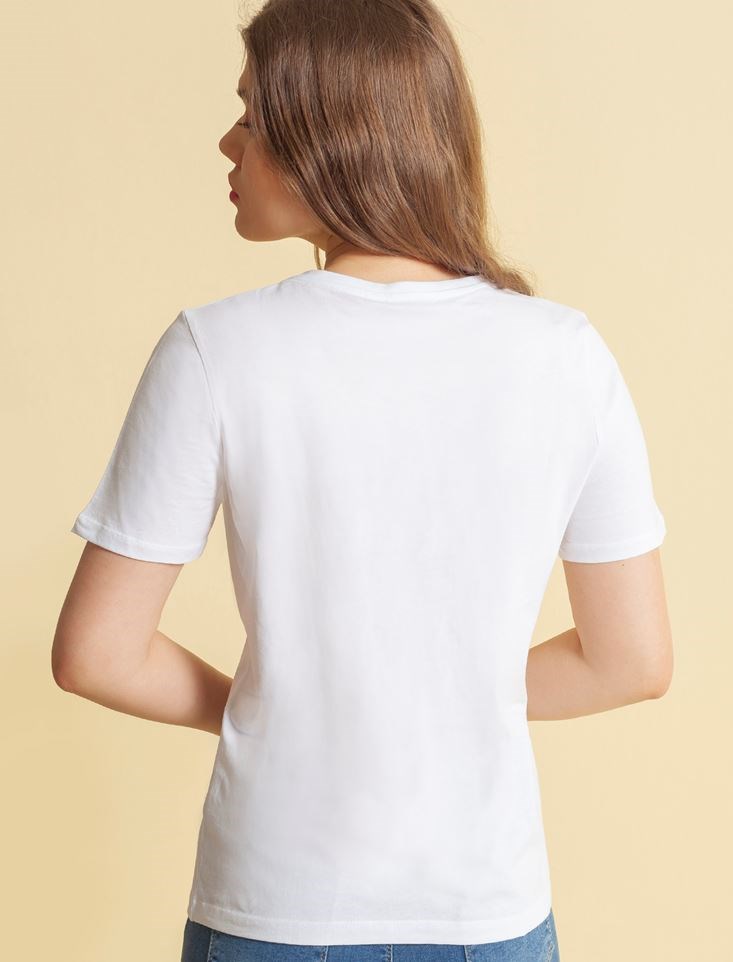 Fashion Friends Kadın T-Shirt 20Y0296B1 Beyaz / White