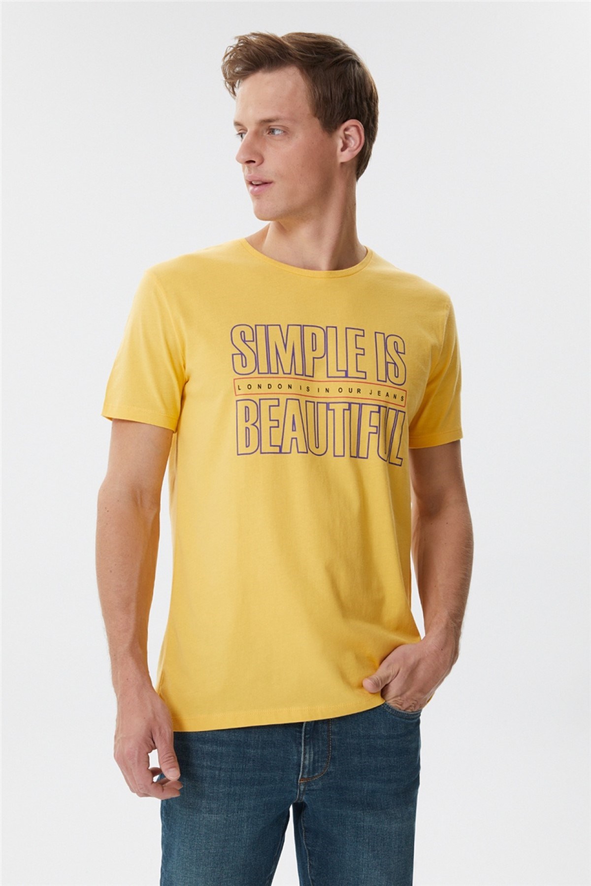 Lee Cooper Erkek T-Shirt 222 LCM 242027 Limon Sarı