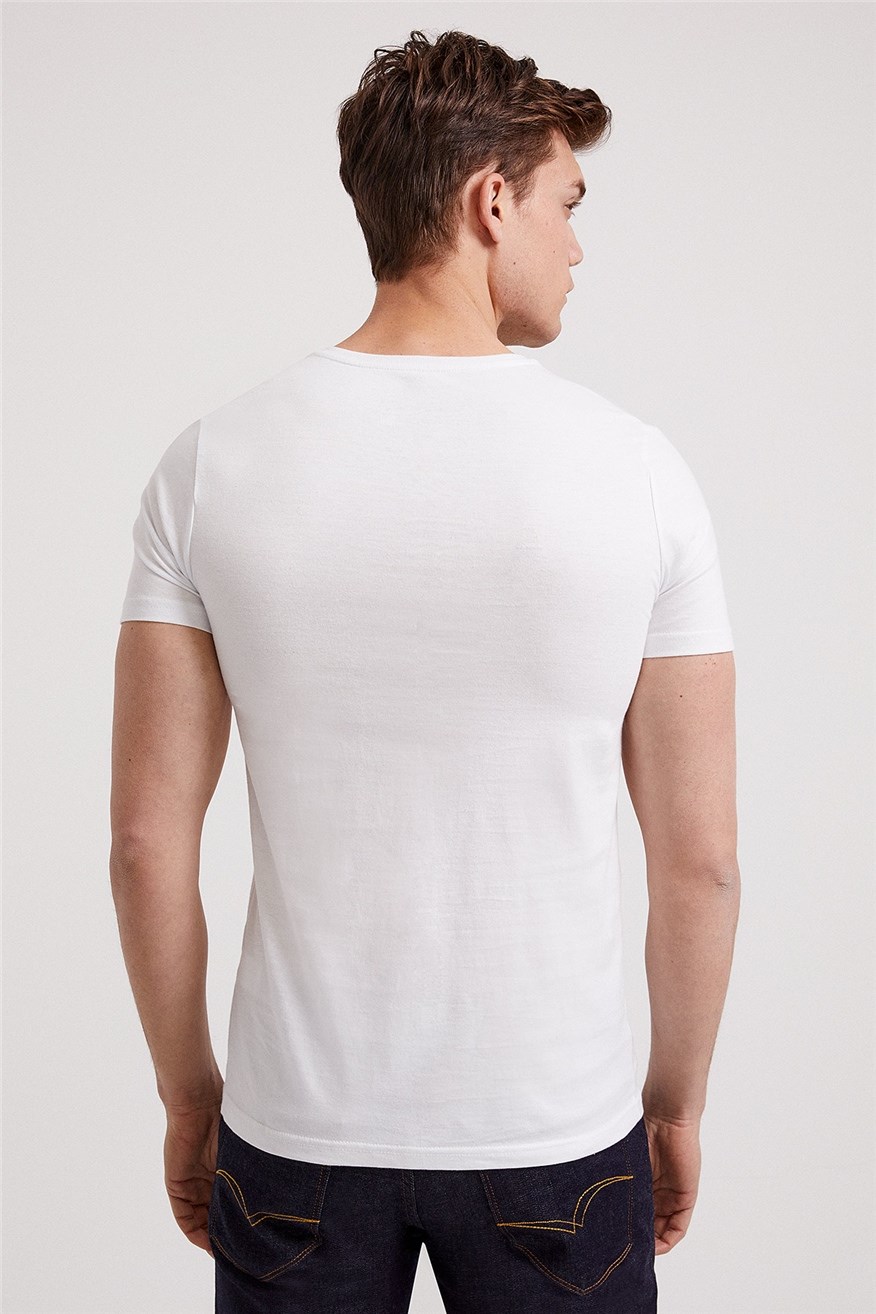 Lee Cooper Erkek T-Shirt 222 LCM 242065 Beyaz-L