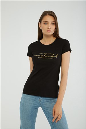Fashion Friends Kadın T-Shirt 22Y0163K1 Siyah / Black