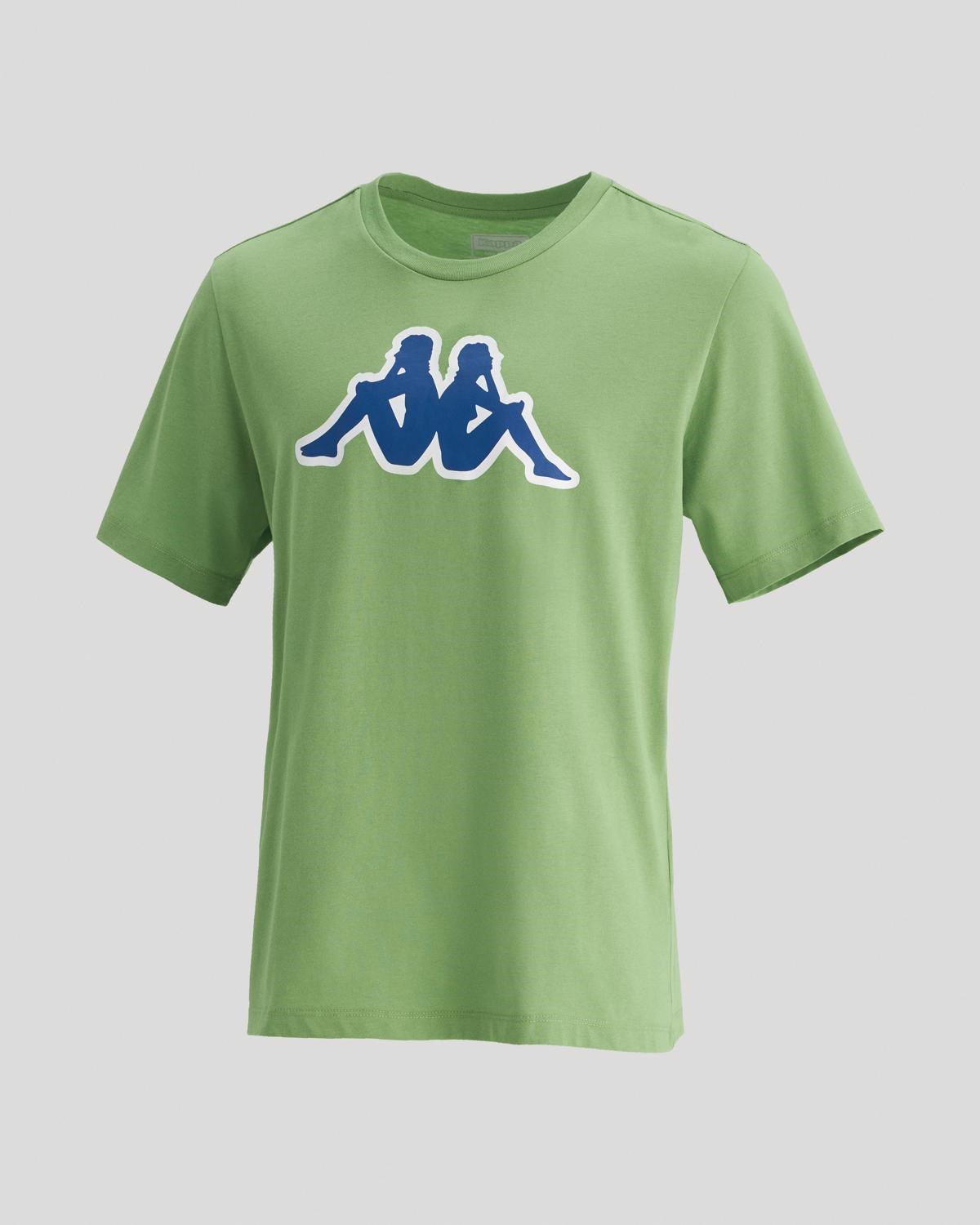 Kappa Erkek T-Shirt 331F7CW Green Folıage - Blue Sapphıre - Whıte