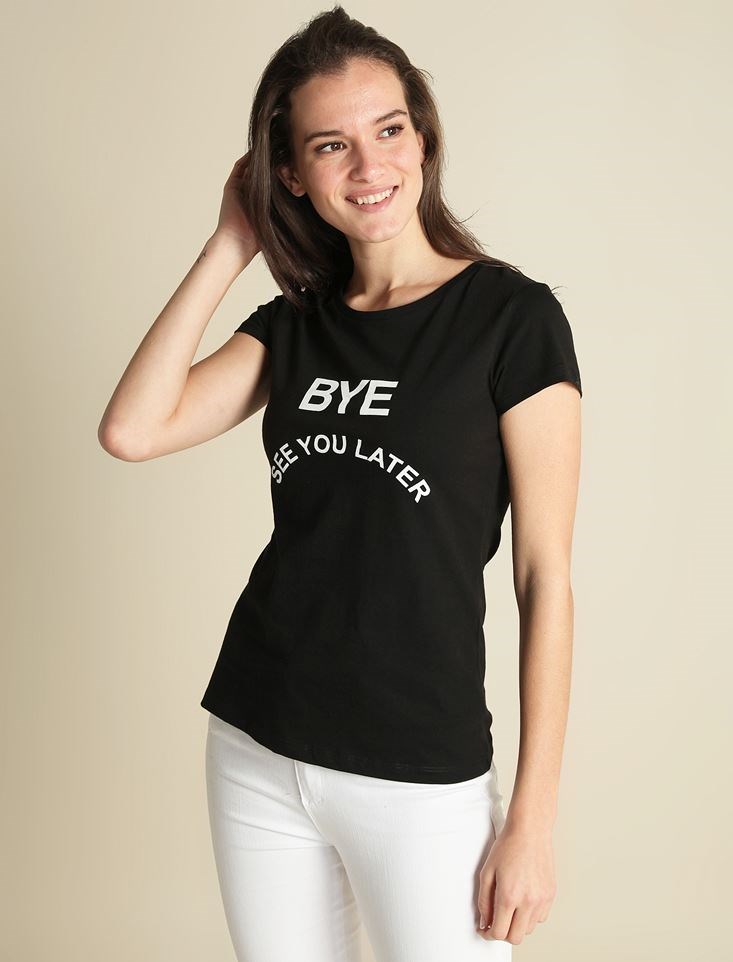Fashion Friends Kadın T-Shirt 9Y0214B1 Siyah / Black