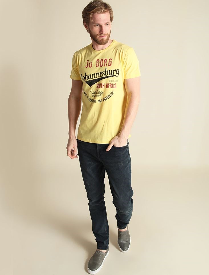 Fashion Friends Erkek T-Shirt 9Y1512E1 Sarı / Yellow