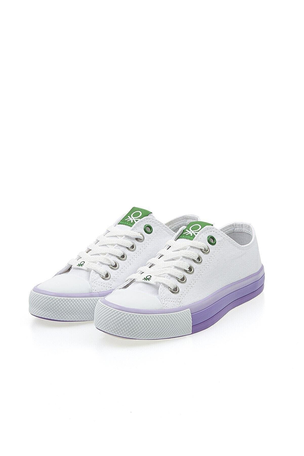 Benetton Kadın Ayakkabı BN-30176 316-Beyaz-Lila (Beyaz Tbn)