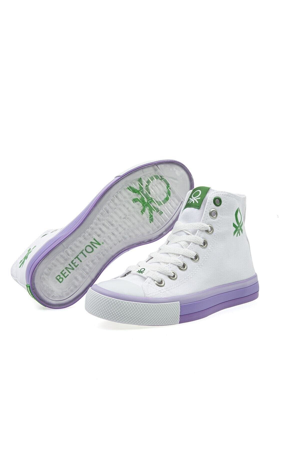 Benetton Kadın Ayakkabı BN-30189 316-Beyaz-Lila (Beyaz Tbn)