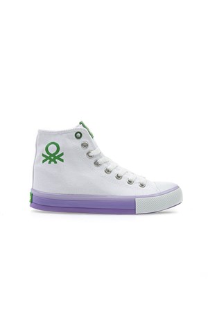 Benetton Kadın Ayakkabı BN-30189 316-Beyaz-Lila (Beyaz Tbn)