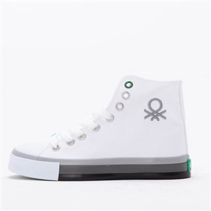 Benetton Kadın Ayakkabı BN-30189 Beyaz Gri