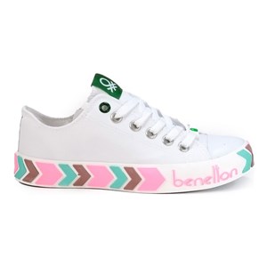 Benetton Kadın Ayakkabı BN-30620 381-Beyaz-Pembe